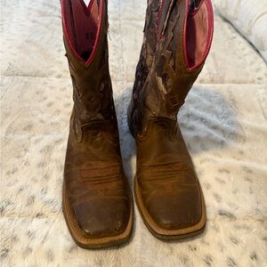 Brown and Pink Ariat Ankle Boots with Square Toe